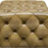 Casa Padrino Luxus Echtleder Fußhocker Sandfarben 64 x 64 x H. 46 cm - Chesterfield Möbel