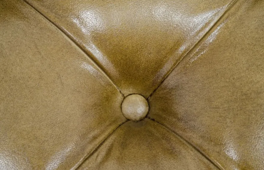 Casa Padrino Luxus Echtleder Fußhocker Sandfarben 64 x 64 x H. 46 cm - Chesterfield Möbel