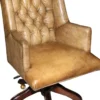 Casa Padrino Luxus Echtleder Chefsessel Büro Stuhl in Hellbraun - Drehbar und Höhenverstellbar - 104-111 cm x 64 cm x 67 cm