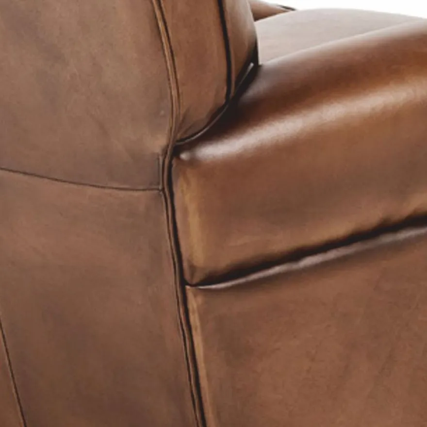 Casa Padrino Luxus Echtleder Sofa Dunkelbraun / Schwarz 140 cm - Leder Möbel