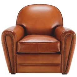 Casa Padrino Luxus Echtleder Sessel Hellbraun / Schwarz 90 cm - Echtleder Möbel