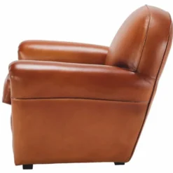Casa Padrino Luxus Echtleder Sessel Hellbraun / Schwarz 90 cm - Echtleder Möbel