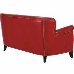 Casa Padrino Luxus Echtleder Sofa Rot / Schwarz 150 cm - Leder Wohnzimmer Sofa - Wohnzimmer Möbel - Luxus Leder Möbel