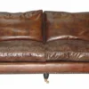 Casa Padrino Luxus Echt Leder Sofa im Art Deco Stil - 3 Sitzer - Cigar Braun - 201 x 105 x 93 cm