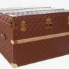 Casa Padrino Luxus Echtleder Koffer Braun / Gold 100 cm - Made in Italy
