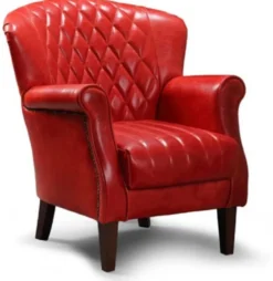 Casa Padrino Luxus Echtleder Sessel Rot / Dunkelbraun 84 x 85 x H. 90 cm - Wohnzimmer Leder Sessel - Echtleder Wohnzimmer Möbel