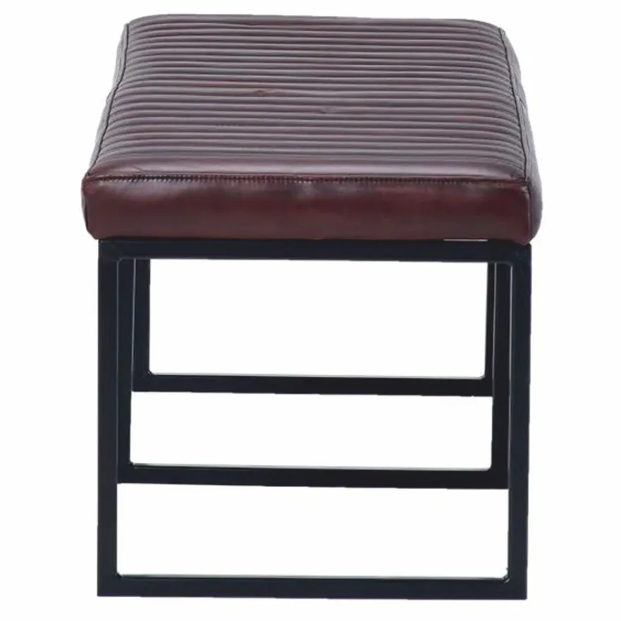 Casa Padrino Luxus Echtleder Sitzbank Dunkelbraun / Schwarz 180 cm - Echtleder Möbel