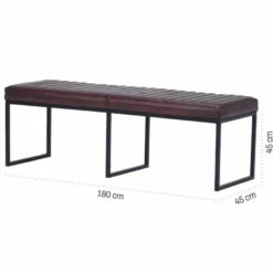 Casa Padrino Luxus Echtleder Sitzbank Dunkelbraun / Schwarz 180 cm - Echtleder Möbel