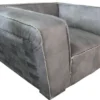 Casa Padrino Luxus Echtleder Sessel im englischen Stil Grau - 131 x 110 x H. 67 cm