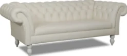 Casa Padrino Luxus Echtleder 3er Sofa Weiß 210 x 90 x H. 80 cm - Wohnzimmermöbel im Chesterfield Design