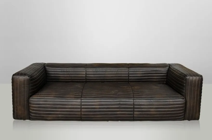 Casa Padrino Luxus Echt Leder Sofa VLAB in New Fudge, 3 Sitzer, 259 x 109 x 70 cm