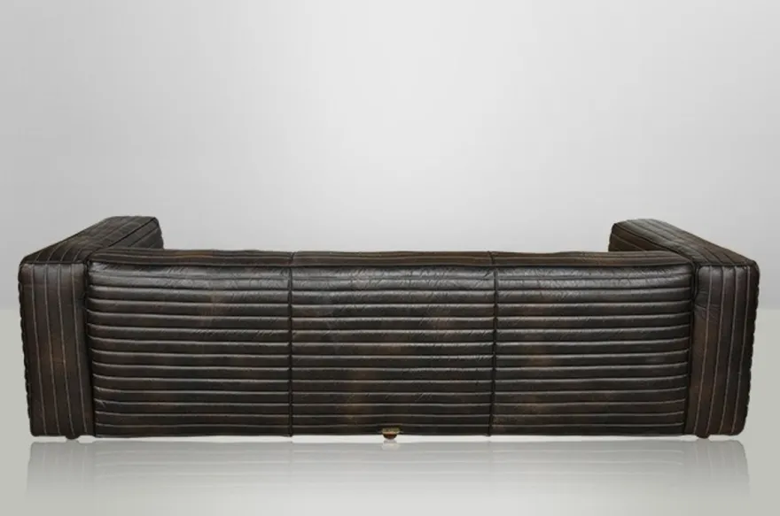 Casa Padrino Luxus Echt Leder Sofa VLAB in New Fudge, 3 Sitzer, 259 x 109 x 70 cm
