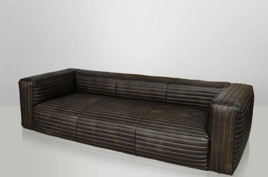 Casa Padrino Luxus Echt Leder Sofa VLAB in New Fudge, 3 Sitzer, 259 x 109 x 70 cm