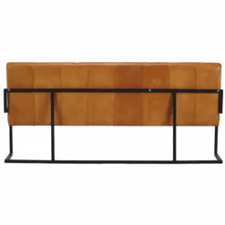 Casa Padrino Luxus Echtleder Sitzbank Hellbraun / Schwarz 160 cm - Echtleder Möbel