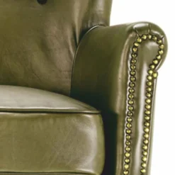 Casa Padrino Luxus Echtleder Sofa Grün / Schwarz 150 cm - Leder Möbel