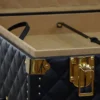 Casa Padrino Luxus Echtleder Koffer Schwarz / Gold 100 cm - Made in Italy