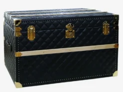 Casa Padrino Luxus Echtleder Koffer Schwarz / Gold 100 cm - Made in Italy