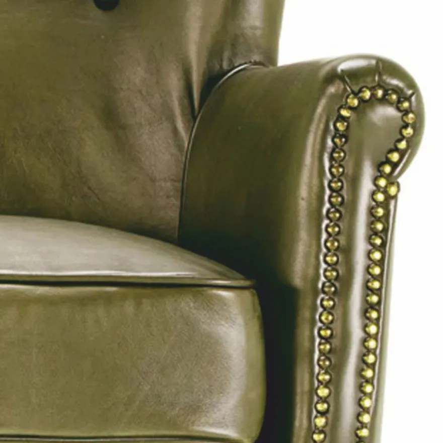 Casa Padrino Luxus Echtleder Sofa Grün / Schwarz 200 cm - Leder Möbel