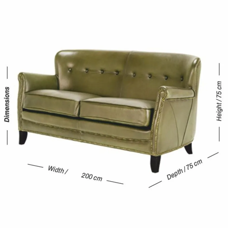 Casa Padrino Luxus Echtleder Sofa Grün / Schwarz 200 cm - Leder Möbel