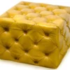 Casa Padrino Luxus Echtleder Fußhocker Vintage Gelb 64 x 64 x H. 46 cm - Chesterfield Möbel
