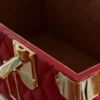 Casa Padrino Luxus Echtleder Koffer Rot / Gold 100 cm - Made in Italy