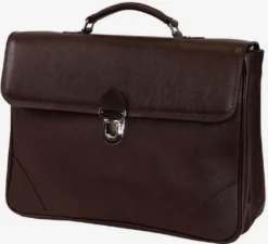 Casa Padrino Luxus Echtleder Aktentasche Dunkelbraun / Silber 42 x 16 x H. 29 cm - Herren Laptoptasche aus hochwertigem Leder - Luxus Herren Accessoires