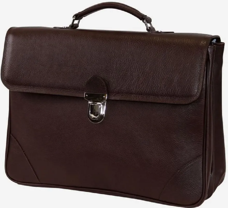 Casa Padrino Luxus Echtleder Aktentasche Dunkelbraun / Silber 42 x 16 x H. 29 cm - Herren Laptoptasche aus hochwertigem Leder - Luxus Herren Accessoires