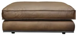 Casa Padrino Luxus Echtleder Hocker Braun 106 x 106 x H. 41 cm