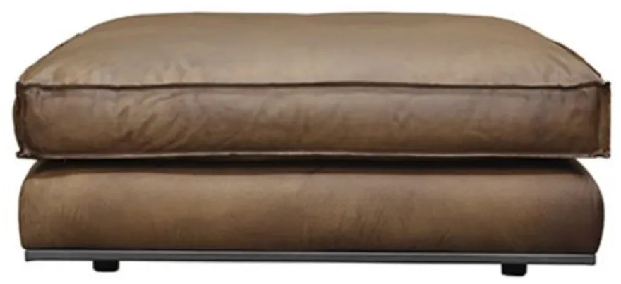 Casa Padrino Luxus Echtleder Hocker Braun 106 x 106 x H. 41 cm