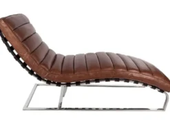 Casa Padrino Luxus Echtleder Vintage Oviedo Liege Braun, Art Deco Relax Sessel, 140 x 59 x 82 cm