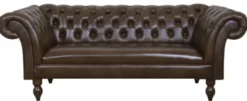 Casa Padrino Luxus Echtleder 2er Sofa Dunkelbraun 180 x 90 x H. 80 cm - Wohnzimmermöbel im Chesterfield Design