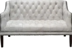 Casa Padrino Luxus Echtleder 2er Sofa Chesterfield Stil Vintage Weiß / Schwarz 135 x 79 x H. 84 cm