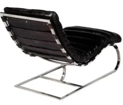 Casa Padrino Luxus Echtleder Vintage Sessel im Art Deco Stil Schwarz - 110cm x 60cm x 78cm