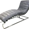 Casa Padrino Luxus Echtleder Lounge Sessel / Liege im englischen Stil Grau 140 x 59 x H. 82 cm