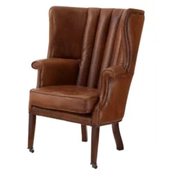 Casa Padrino Luxus Echtleder Ohrensessel Elegance im Chesterfield Stil Vintage Braun 78 x 84 x 110 cm