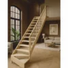 Casa Padrino Luxus Eck-Holztreppe mit Geländer rechte Seite Naturfarben H. 364 cm