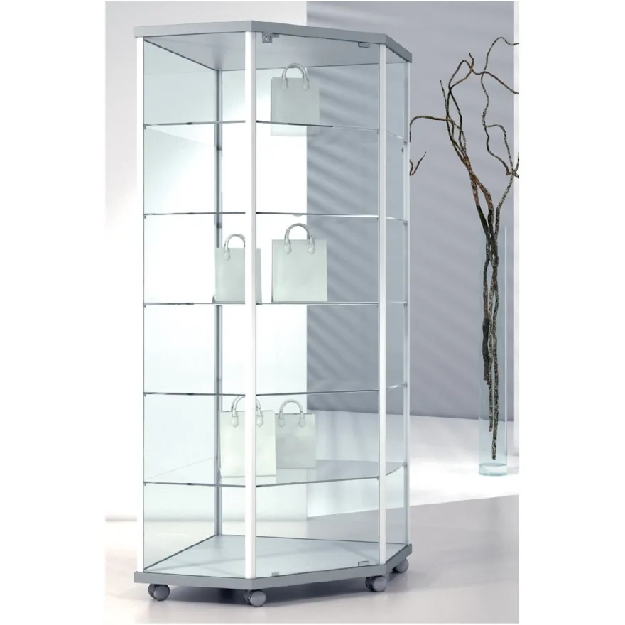 Casa Padrino Luxus Eck-Ladenvitrine 73 x 73 cm H. 180 cm - Ladeneinrichtung - Boutique Möbel - Made in Italy