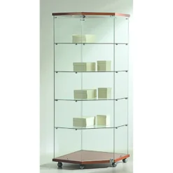 Casa Padrino Luxus Eck-Ladenvitrine 68 x 68 cm H. 181 cm mit 3 LED-Spots - Ladeneinrichtung - Boutique Möbel - Made in Italy