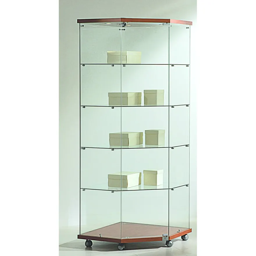 Casa Padrino Luxus Eck-Ladenvitrine 68 x 68 cm H. 181 cm mit 3 LED-Spots - Ladeneinrichtung - Boutique Möbel - Made in Italy
