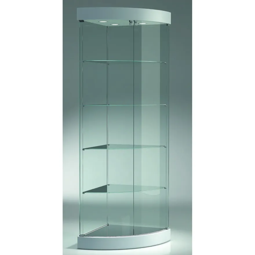 Casa Padrino Luxus Eck-Ladenvitrine 58 x 58 cm H. 190 cm mit LED - Ladeneinrichtung - Boutique Möbel - Made in Italy