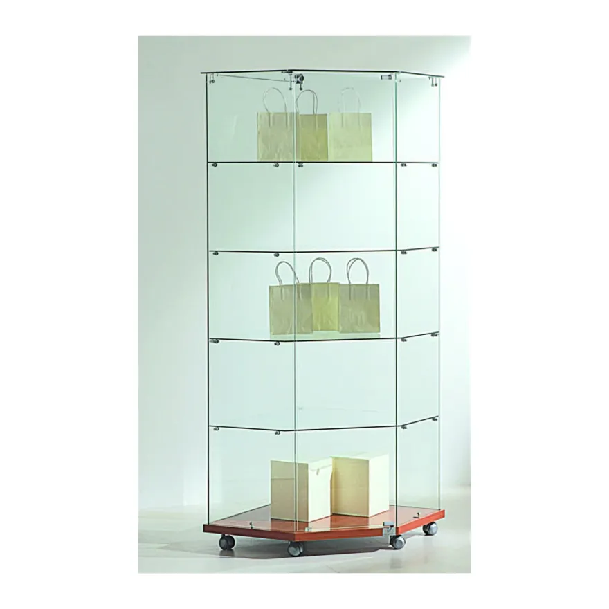 Casa Padrino Luxus Eck-Ladenvitrine 68 x 68 cm H. 180 cm mit Glasplatte - Ladeneinrichtung - Boutique Möbel - Made in Italy