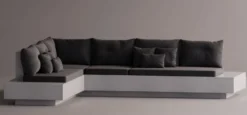 Casa Padrino Luxus Ecksofa Anthrazit / Weiß 335 x 265 cm - Modulares Wetterfestes Beton Sofa