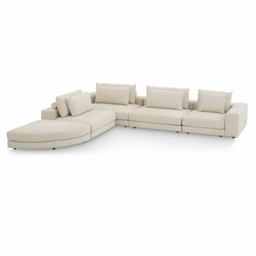 Casa Padrino Luxus Ecksofa Beige / Schwarz 388 x 360 cm - Modulares Wohnzimmer Sofa - Luxus Möbel