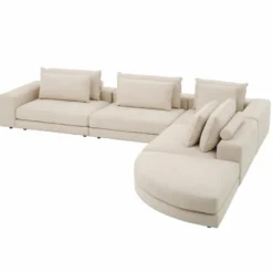 Casa Padrino Luxus Ecksofa Beige / Schwarz 388 x 360 cm - Modulares Wohnzimmer Sofa - Luxus Möbel