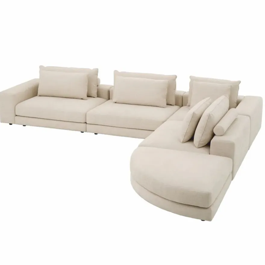 Casa Padrino Luxus Ecksofa Beige / Schwarz 388 x 360 cm - Modulares Wohnzimmer Sofa - Luxus Möbel