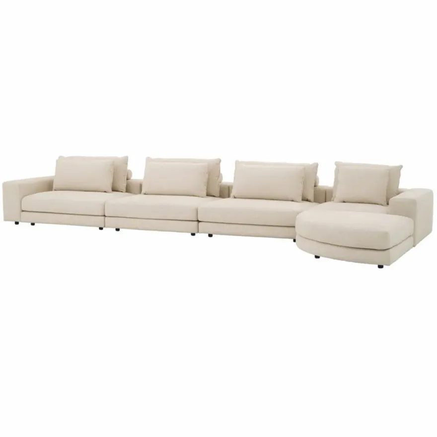 Casa Padrino Luxus Ecksofa Beige / Schwarz 388 x 360 cm - Modulares Wohnzimmer Sofa - Luxus Möbel