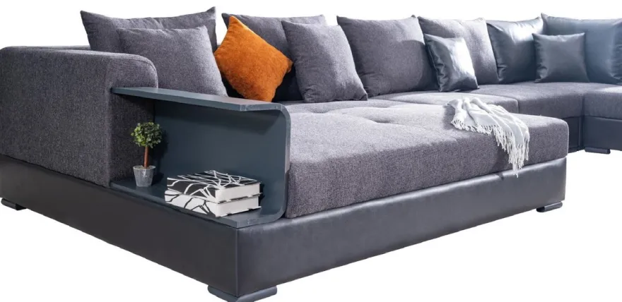 Casa Padrino Luxus Ecksofa Blau 445 x 370 cm - Wohnzimmer Sofa - Wohnzimmer Möbel - Luxus Möbel - Luxus Wohnzimmer Einrichtung