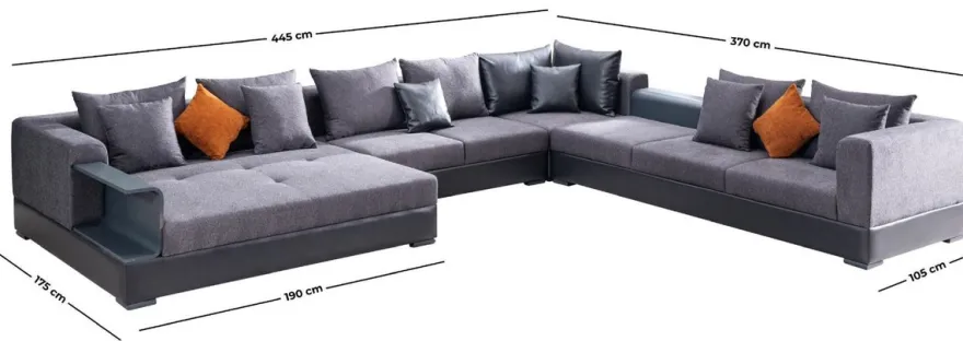 Casa Padrino Luxus Ecksofa Blau 445 x 370 cm - Wohnzimmer Sofa - Wohnzimmer Möbel - Luxus Möbel - Luxus Wohnzimmer Einrichtung