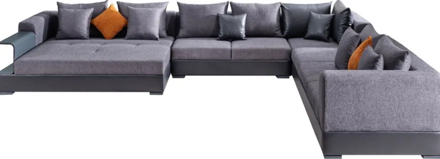 Casa Padrino Luxus Ecksofa Blau 445 x 370 cm - Wohnzimmer Sofa - Wohnzimmer Möbel - Luxus Möbel - Luxus Wohnzimmer Einrichtung