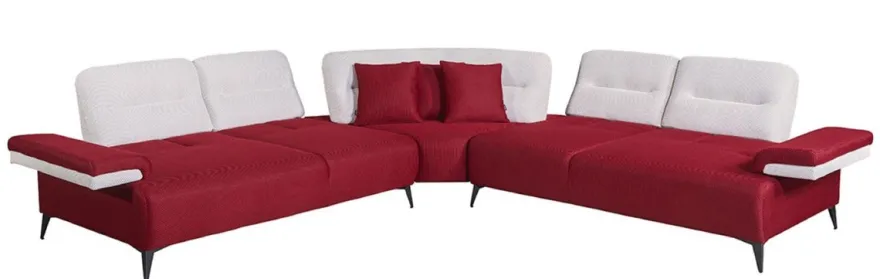 Casa Padrino Luxus Ecksofa Bordeauxrot / Weiß / Grau 310 x 310 cm - Wohnzimmer Sofa
